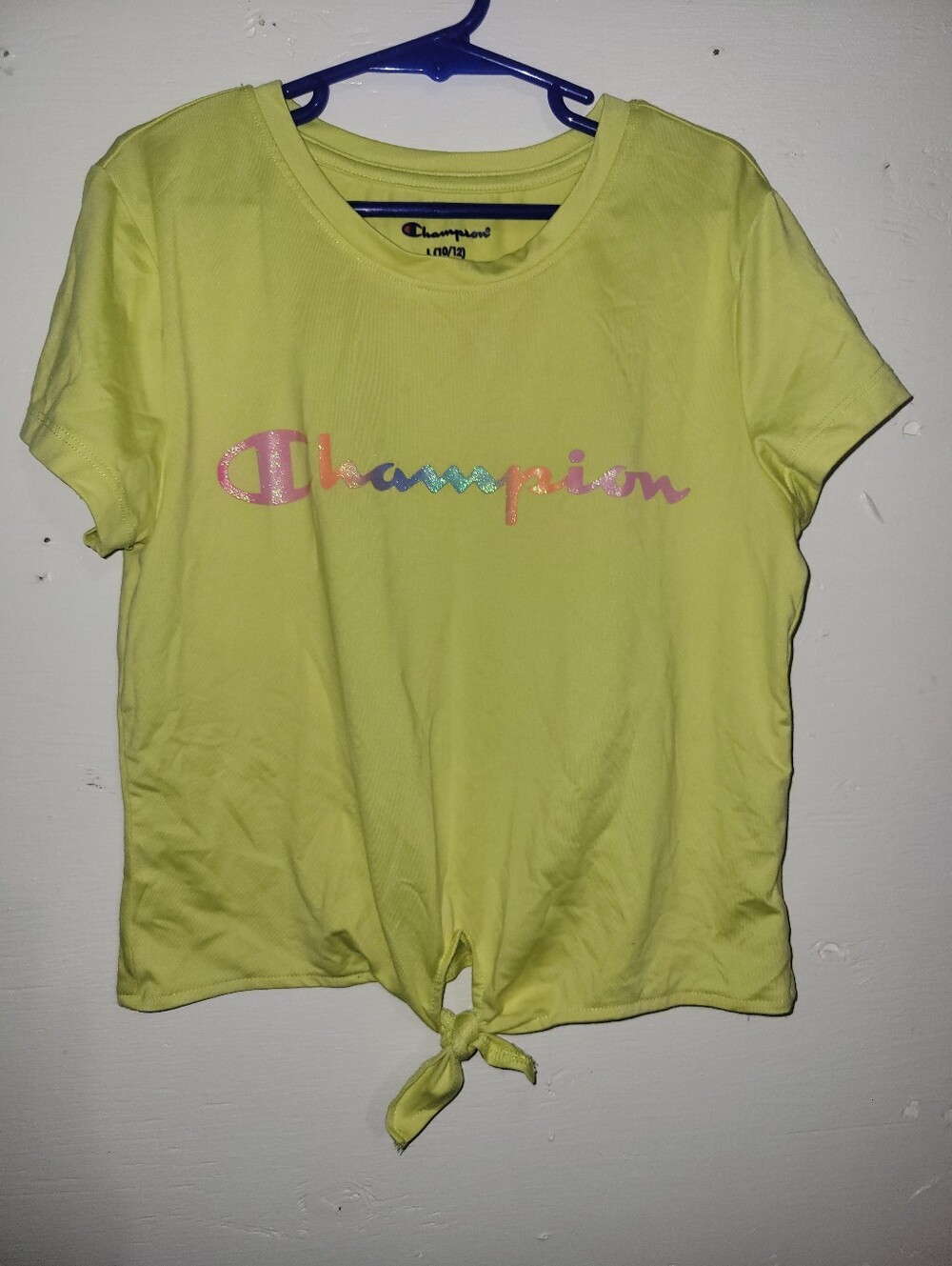 Champion Girls' Yellow Tie-Front Logo Tee